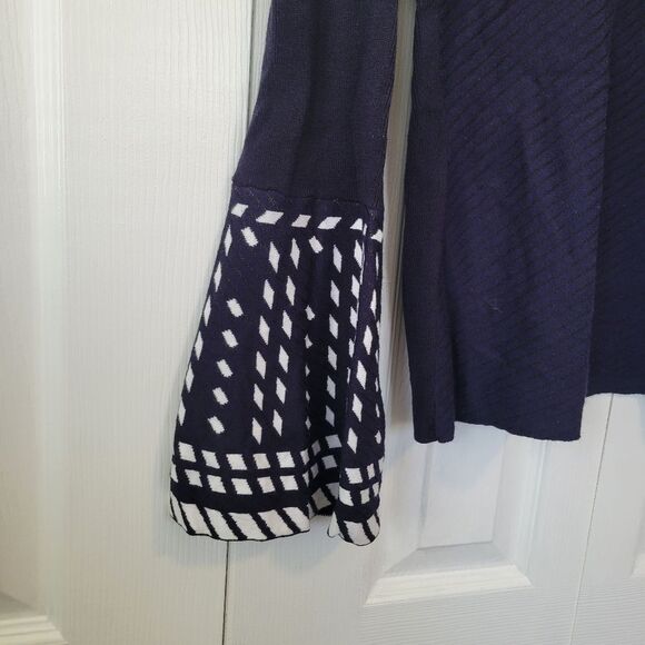Nic + Zoe Falling Star Bell Sleeve Sweater Navy & White Size Petite Large - Picture 3 of 6